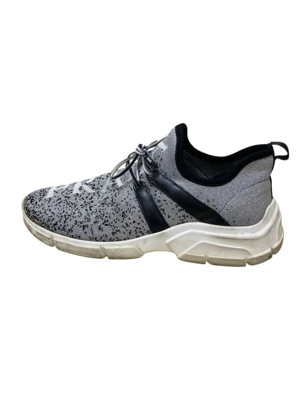 Prada Logo Knit Sneakers Size 6 Approx 23 cm Silver Color Black - Picture 3 of 13